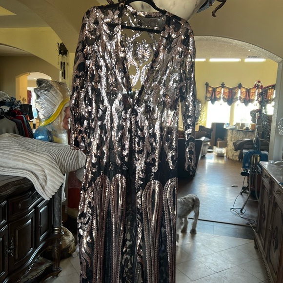 None Jackets & Blazers - Elegant Sequin Embellished Duster.